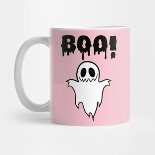 Adorable Ghost with a Playful 'BOO': Halloween Cuteness Unleashed Mug